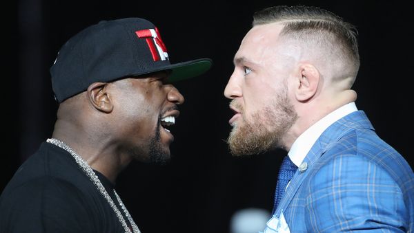 Floyd Mayweather and Conor McGregor stare each other down during a world tour press conference to promote the upcoming Mayweather vs McGregor boxing fight at Budweiser Stage. Floyd Mayweather and Conor McGregor stare each other down during a world tour press conference to promote the upcoming Mayweather vs McGregor boxing fight at Budweiser Stage. - Sputnik International