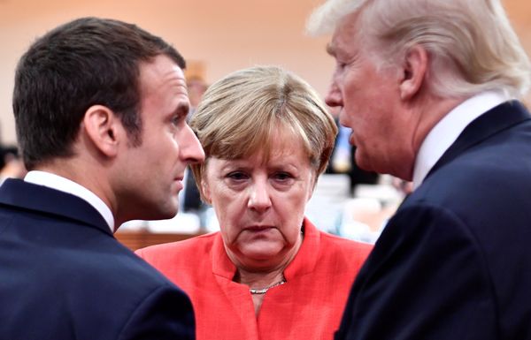 French President Emmanuel Macron, German Chancellor Angela Merkel and US President Donald Trump confer at the start of the first working session of the G20 meeting in Hamburg, Germany, July 7, 2017. French President Emmanuel Macron, German Chancellor Angela Merkel and US President Donald Trump confer at the start of the first working session of the G20 meeting in Hamburg, Germany, July 7, 2017. - Sputnik International