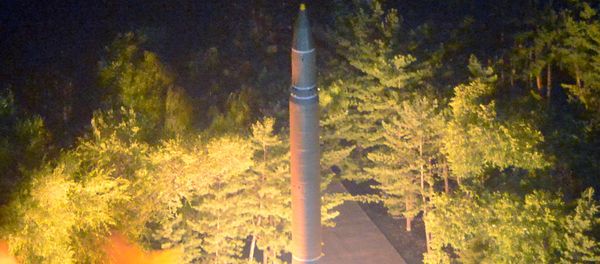 Intercontinental ballistic missile (ICBM) Hwasong-14 is pictured during its second test-fire in this undated picture provided by KCNA in Pyongyang on July 29, 2017. Intercontinental ballistic missile (ICBM) Hwasong-14 is pictured during its second test-fire in this undated picture provided by KCNA in Pyongyang on July 29, 2017. - Sputnik International