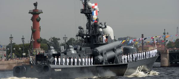 A Chuvashiya 3rd class missile boat at the final rehearsal of the Navy Day parade in St. Petersburg A Chuvashiya 3rd class missile boat at the final rehearsal of the Navy Day parade in St. Petersburg - Sputnik International