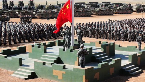 Soldiers of China's People's Liberation Army (PLA) raise a Chinese national flag during the military parade to commemorate the 90th anniversary of the foundation of the army at Zhurihe military training base in Inner Mongolia Autonomous Region, China, July 30, 2017 Soldiers of China's People's Liberation Army (PLA) raise a Chinese national flag during the military parade to commemorate the 90th anniversary of the foundation of the army at Zhurihe military training base in Inner Mongolia Autonomous Region, China, July 30, 2017 - Sputnik International