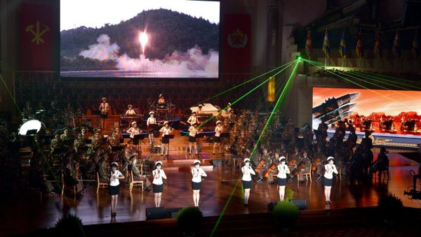 The Central Committee and the Central Military Commission of the Workers' Party of Korea hold a banquet at the Mokran House in celebration of the second successful test-fire of intercontinental ballistic missiles (ICBM) Hwasong-14, in this undated picture provided by KCNA in Pyongyang on July 30, 2017 The Central Committee and the Central Military Commission of the Workers' Party of Korea hold a banquet at the Mokran House in celebration of the second successful test-fire of intercontinental ballistic missiles (ICBM) Hwasong-14, in this undated picture provided by KCNA in Pyongyang on July 30, 2017 - Sputnik International