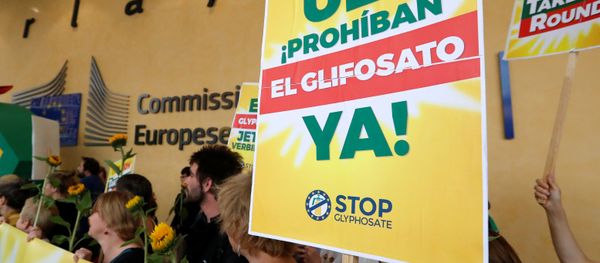 People take part in a protest against a planned $66 billion takeover of the U.S. seeds company Monsanto by Bayer and Monsanto's glyphosate herbicides, outside the European Commission headquarters in Brussels, Belgium July 19, 2017 People take part in a protest against a planned $66 billion takeover of the U.S. seeds company Monsanto by Bayer and Monsanto's glyphosate herbicides, outside the European Commission headquarters in Brussels, Belgium July 19, 2017 - Sputnik International