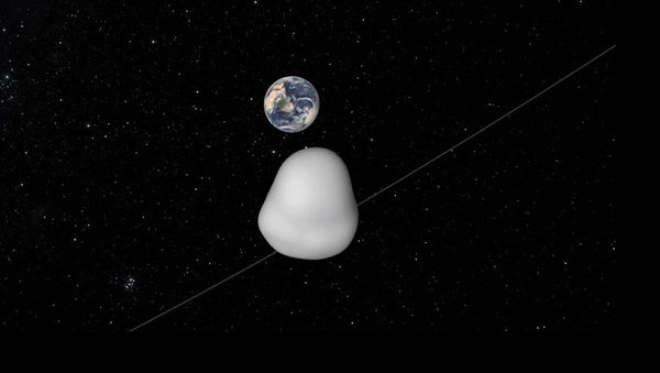 This animation depicts the safe flyby of asteroid 2012 TC4 as it passes under Earth on October 12, 2017. - Sputnik International