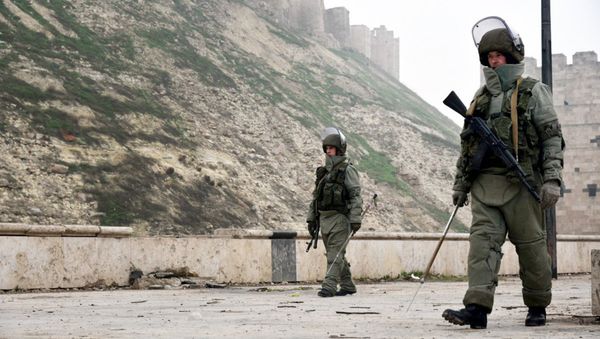 Military personnel during a clearing operation at the medieval Citadel of Aleppo Military personnel during a clearing operation at the medieval Citadel of Aleppo - Sputnik International