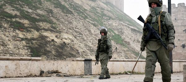 Military personnel during a clearing operation at the medieval Citadel of Aleppo Military personnel during a clearing operation at the medieval Citadel of Aleppo - Sputnik International