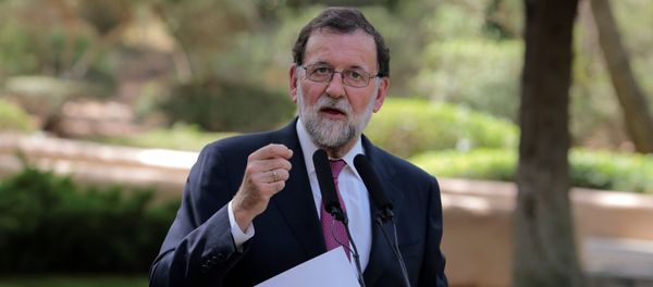 Spanish Prime Minister Mariano Rajoy gestures during a news conference after his traditional summer meeting with King Felipe at Marivent Palace in Palma, on the Spanish island of Mallorca, Spain, August 7, 2017 Spanish Prime Minister Mariano Rajoy gestures during a news conference after his traditional summer meeting with King Felipe at Marivent Palace in Palma, on the Spanish island of Mallorca, Spain, August 7, 2017 - Sputnik International