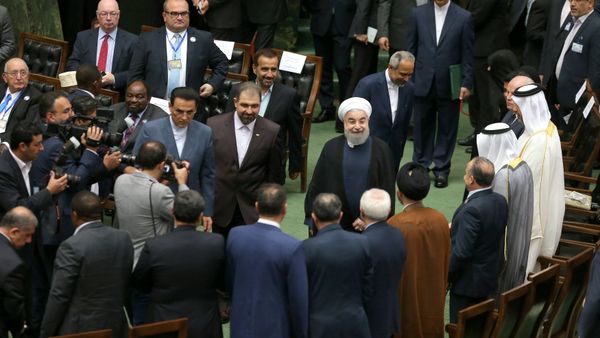 Iranian president Hassan Rouhani arrives for his swearing-in ceremony for a further term, at the parliament in Tehran, Iran, August 5, 2017 Iranian president Hassan Rouhani arrives for his swearing-in ceremony for a further term, at the parliament in Tehran, Iran, August 5, 2017 - Sputnik International