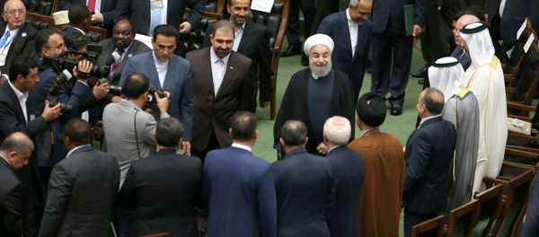 Iranian president Hassan Rouhani arrives for his swearing-in ceremony for a further term, at the parliament in Tehran, Iran, August 5, 2017 Iranian president Hassan Rouhani arrives for his swearing-in ceremony for a further term, at the parliament in Tehran, Iran, August 5, 2017 - Sputnik International