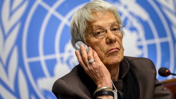 This file photo taken on March 17, 2015 shows Member of the United Nations (UN) Commission of Inquiry on Syria, Carla del Ponte attending a press conference in Geneva This file photo taken on March 17, 2015 shows Member of the United Nations (UN) Commission of Inquiry on Syria, Carla del Ponte attending a press conference in Geneva - Sputnik International