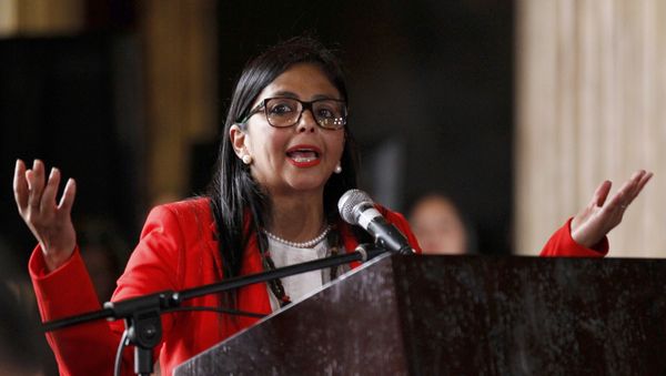 The President of Venezuela's Constituent Assembly, Delcy Rodriguez, speaks after the Constituent Assembly's swearing-in ceremony, inside Venezuela's National Assembly, in Caracas, Venezuela, Friday, Aug. 4, 2017. Venezuelan President Nicolas Maduro is heading toward a showdown with his political foes, after seating a loyalist assembly that will rewrite the country's constitution and hold powers that override all other government branches. - Sputnik International