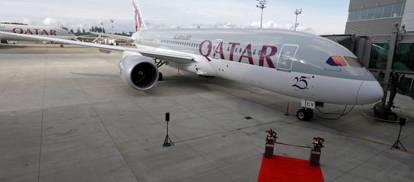 In this Nov. 4, 2015 file photo, a Boeing 787 airplane purchased by Qatar Airways is shown during a delivery ceremony in Everett, Washington. In this Nov. 4, 2015 file photo, a Boeing 787 airplane purchased by Qatar Airways is shown during a delivery ceremony in Everett, Washington. - Sputnik International