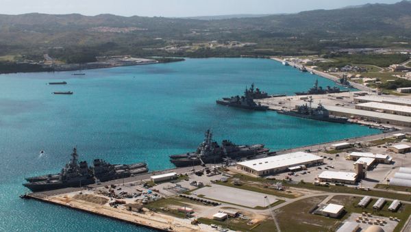 Navy vessels are moored in port at the U.S. Naval Base Guam at Apra Harbor, Guam March 5, 2016 Navy vessels are moored in port at the U.S. Naval Base Guam at Apra Harbor, Guam March 5, 2016 - Sputnik International