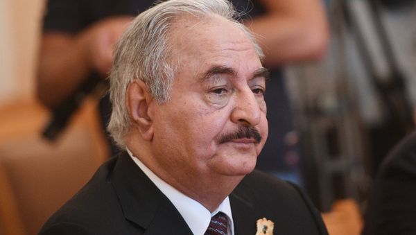 Libyan National Army Commander Khalifa Haftar during a meeting with Russian Foreign Minister Sergei Lavrov - Sputnik International
