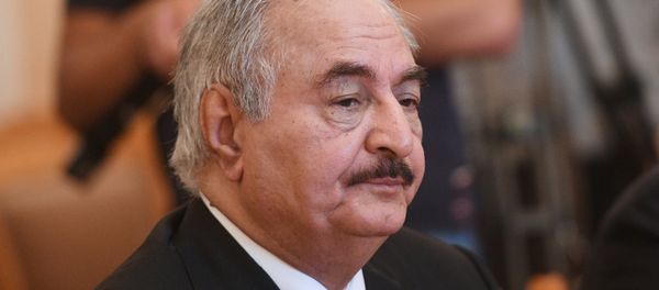 Libyan National Army Commander Khalifa Haftar during a meeting with Russian Foreign Minister Sergei Lavrov Libyan National Army Commander Khalifa Haftar during a meeting with Russian Foreign Minister Sergei Lavrov - Sputnik International