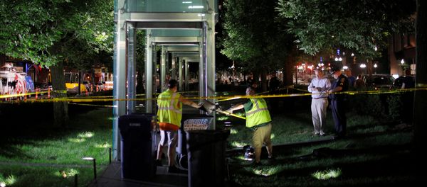 Workers clean up broken glass after the Holocaust Memorial was vandalized in Boston, Massachusetts, U.S., August 14, 2017 Workers clean up broken glass after the Holocaust Memorial was vandalized in Boston, Massachusetts, U.S., August 14, 2017 - Sputnik International