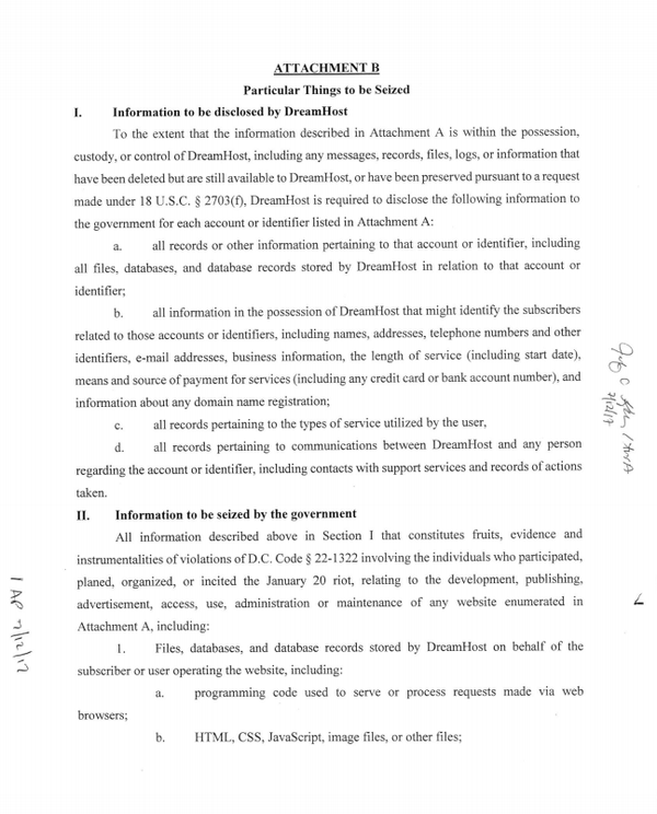 DreamHost's Search Warrant Issued By Department of Justice Page 3 - Sputnik International
