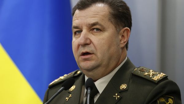 Ukrainian Defence Minister, Stepan Poltorak, speaks during a news conference with Georgia's Defence Minister Levan Izoria in Kiev, Ukraine, Thursday, March 30, 2017 - Sputnik International
