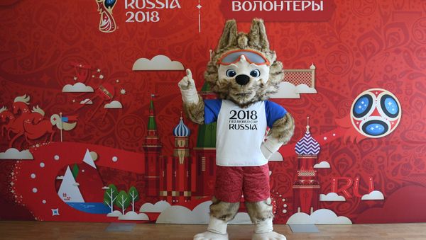 The official mascot of the 2018 FIFA World Cup Russia at the presentation of a program to train volunteers for the 2017 Confederations Cup Russia and the 2018 FIFA World Cup Russia, at Moscow's Russian State University of Social Sciences. - Sputnik International