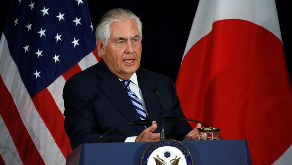 U.S. Secretary of State Rex Tillerson, with his Japanese counterparts, addresses a news conference after their U.S.-Japan Security talks at the State Department in Washington, U.S., August 17, 2017 - Sputnik International