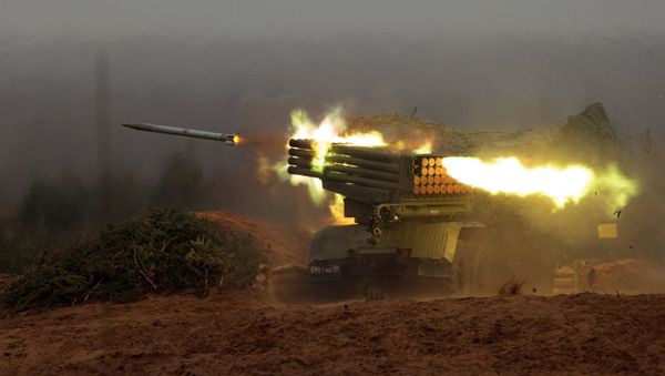 A Grad multiple launch rocket system during field firing, Leningrad Region. - Sputnik International