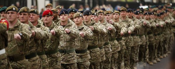 Members of the British military's 4th Mechanised Brigade parade through central London to attend a reception at the Houses of Parliament, Monday, April 22, 2013. The soldiers recently returned from six months serving in Afghanistan's Helmand province. - Sputnik International