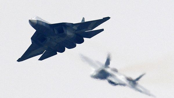 A Russian Su-57 multipurpose fighter jet of the fifth generation at the International Aviation and Space Salon MAKS-2017 in Zhukovsky A Russian Su-57 multipurpose fighter jet of the fifth generation at the International Aviation and Space Salon MAKS-2017 in Zhukovsky - Sputnik International