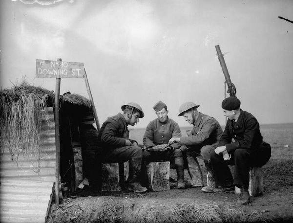Army and French Air Force personnel outside a dugout named '10 Downing Street' on the edge of an airfield, 28 November 1939 Army and French Air Force personnel outside a dugout named '10 Downing Street' on the edge of an airfield, 28 November 1939 - Sputnik International
