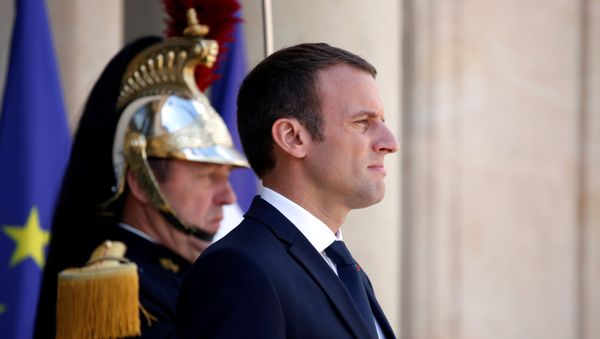 French President Emmanuel Macron stands on the steps of the Elysee Palace in Paris, France, June 16, 2017 - Sputnik International