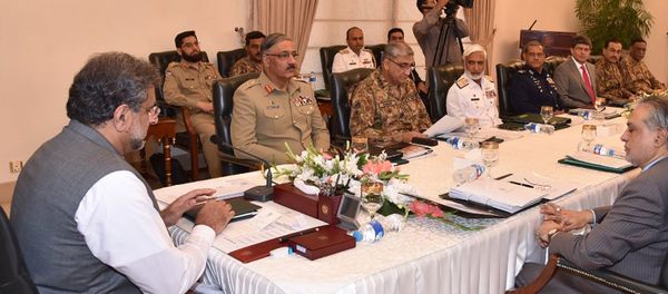 In this photo released by by Pakistan's Press Information Department, Prime Minister Shahid Khaqan Abbasi, left, heads a meeting of the National Security Committee in Islamabad, Pakistan, Thursday, Aug. 24, 2017 In this photo released by by Pakistan's Press Information Department, Prime Minister Shahid Khaqan Abbasi, left, heads a meeting of the National Security Committee in Islamabad, Pakistan, Thursday, Aug. 24, 2017 - Sputnik International
