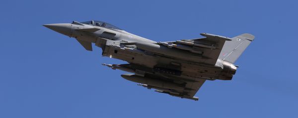 In this Thursday, Sept. 22, 2016, a Typhoon aircraft takes off from RAF, Akrotiri, Cyprus. British air forces for a mission in Iraq. British Tornado and Typhoon aircraft stationed at a U.K. air base in Cyprus are pounding Islamic State targets - Sputnik International