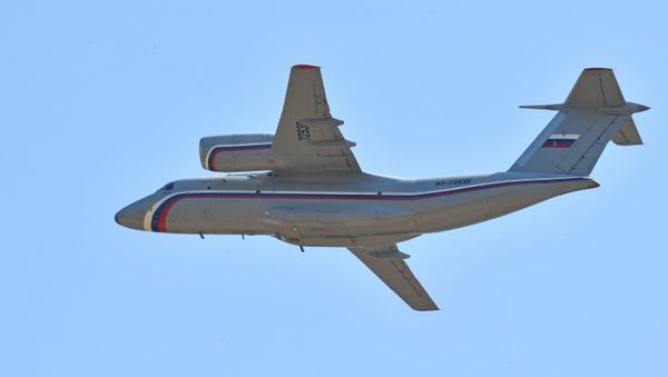 An An-72 military cargo aircraft flies during an air parade at the Forsazh 2017 aviation festival marking the 105th anniversary of the Russian Air Force - Sputnik International