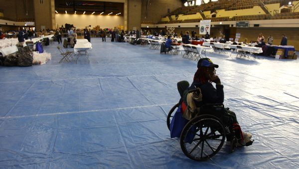A female veteran sits in a wheelchair as veterans from all eras gathered Thursday, Nov. 10, 2011, at the Humboldt Park Armory in Chicago for an event sponsored by the Veteran's Administratration on the eve of Veteran's Day A female veteran sits in a wheelchair as veterans from all eras gathered Thursday, Nov. 10, 2011, at the Humboldt Park Armory in Chicago for an event sponsored by the Veteran's Administratration on the eve of Veteran's Day - Sputnik International