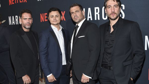 In this Aug. 21, 2017 photo, actors Francisco Denis, left, Arturo Castro, Pepe Rapazote and Alberto Ammann attend the Netflix series Narcos season three premiere at AMC Loews Lincoln Square, in New York. - Sputnik International
