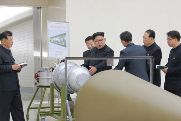 North Korean leader Kim Jong Un provides guidance on a nuclear weapons program in this undated photo released by North Korea's Korean Central News Agency (KCNA) in Pyongyang September 3, 2017 - Sputnik International