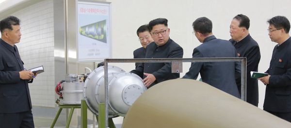 North Korean leader Kim Jong Un provides guidance on a nuclear weapons program in this undated photo released by North Korea's Korean Central News Agency (KCNA) in Pyongyang September 3, 2017 - Sputnik International