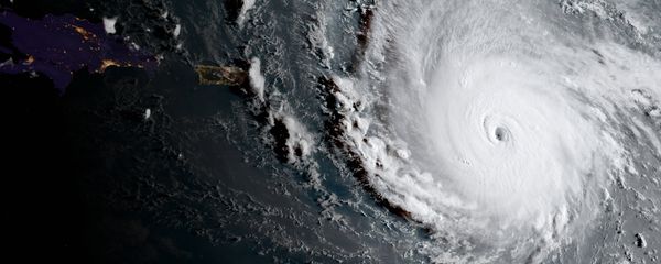 In this geocolor image captured by GOES-16 and released by the National Oceanic and Atmospheric Administration (NOAA), Hurricane Irma, a potentially catastrophic category 5 hurricane, moves westward, Tuesday morning, Sept. 5, 2017, in the Atlantic Ocean toward the Leeward Islands. - Sputnik International