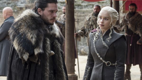 This image released by HBO shows Kit Harington, left, and Emilia Clarke on the season finale of Game of Thrones. The series set yet another audience record Sunday with its seventh-season finale. This image released by HBO shows Kit Harington, left, and Emilia Clarke on the season finale of Game of Thrones. The series set yet another audience record Sunday with its seventh-season finale. - Sputnik International