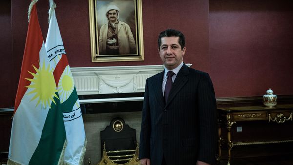 Masrour Barzani, head of the Kurdistan Regional Government’s security council, and the son of Kurdish President Masoud Barzani, poses for a portrait after an interview with The Associated Press in Salahuddin, Iraq, Tuesday, Feb. 9, 2016. - Sputnik International