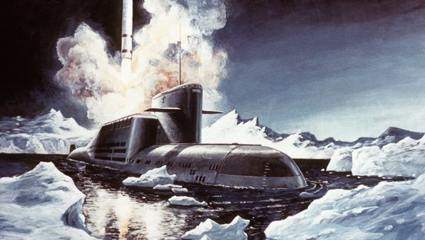Artist's concept of a Soviet SS-NX-23 ballistic missile being launched from a Delta III-class nuclear-powered ballistic missile submarine - Sputnik International