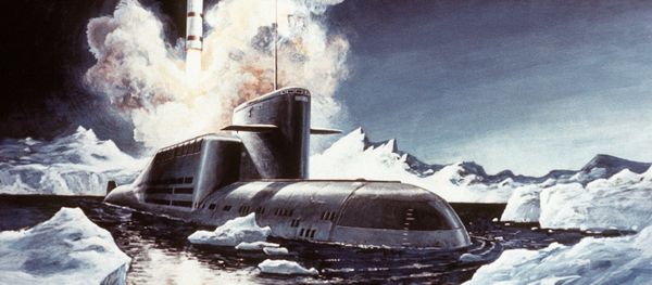 Artist's concept of a Soviet SS-NX-23 ballistic missile being launched from a Delta III-class nuclear-powered ballistic missile submarine Artist's concept of a Soviet SS-NX-23 ballistic missile being launched from a Delta III-class nuclear-powered ballistic missile submarine - Sputnik International