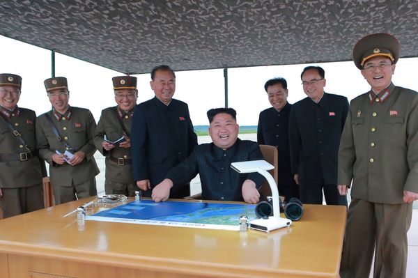 North Korean leader Kim Jong Un inspects a long and medium-range ballistic rocket launch drill in this undated photo released by North Korea's Korean Central News Agency (KCNA) in Pyongyang on August 30, 2017 - Sputnik International
