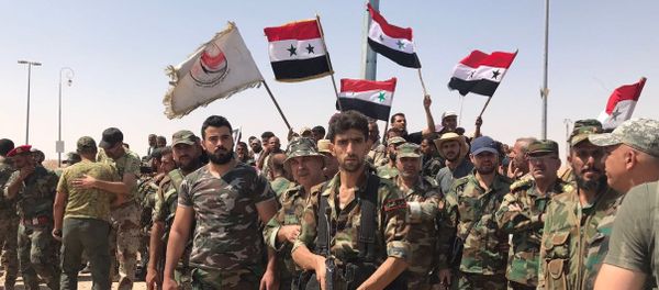 Troops of the Syrian 5th Army Corps join Syrian army units in the south of Deir ez-Zor following the breaking of the ISIL blockade at the main entrance to the city in the south Troops of the Syrian 5th Army Corps join Syrian army units in the south of Deir ez-Zor following the breaking of the ISIL blockade at the main entrance to the city in the south - Sputnik International