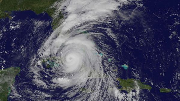 enormous Hurricane Irma strikes Florida seen from the International Space Station September 10, 2017 (NASA image) - Sputnik International