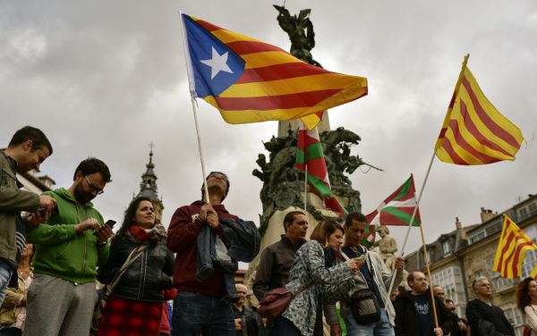 Pro independence supporters wave estelada or pro independence flags during a rally in support for the secession of the Catalonia region from Spain, in Vitoria, northern Spain, Saturday, Sept. 9, 2017 Pro independence supporters wave estelada or pro independence flags during a rally in support for the secession of the Catalonia region from Spain, in Vitoria, northern Spain, Saturday, Sept. 9, 2017 - Sputnik International