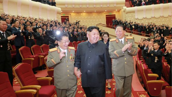 North Korean leader Kim Jong Un reacts during a celebration for nuclear scientists and engineers who contributed to a hydrogen bomb test, in this undated photo released by North Korea's Korean Central News Agency (KCNA) in Pyongyang on September 10, 2017 North Korean leader Kim Jong Un reacts during a celebration for nuclear scientists and engineers who contributed to a hydrogen bomb test, in this undated photo released by North Korea's Korean Central News Agency (KCNA) in Pyongyang on September 10, 2017 - Sputnik International