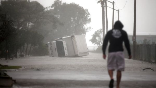 A truck is seen turned over as Hurricane Irma passes south Florida, in Miami, U.S - Sputnik International