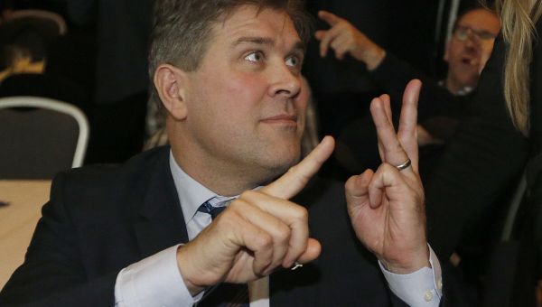 A Saturday, Oct. 29, 2016 file photo of Bjarni Benediktsson of The Independence Party gesturing after the first results of the election in Reykjavik, Iceland. - Sputnik International