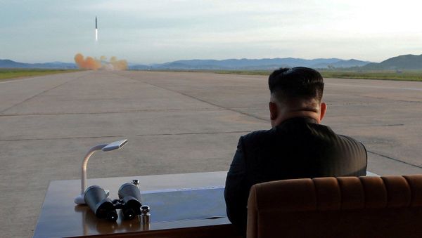 North Korean leader Kim Jong Un watches the launch of a Hwasong-12 missile in this undated photo released by North Korea's Korean Central News Agency (KCNA) on September 16, 2017 - Sputnik International