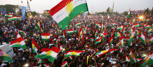 Iraqi Kurds fly Kurdish flags during an event to urge people to vote in the upcoming independence referendum in Arbil, the capital of the autonomous Kurdish region of northern Iraq, on September 16, 2017 Iraqi Kurds fly Kurdish flags during an event to urge people to vote in the upcoming independence referendum in Arbil, the capital of the autonomous Kurdish region of northern Iraq, on September 16, 2017 - Sputnik International